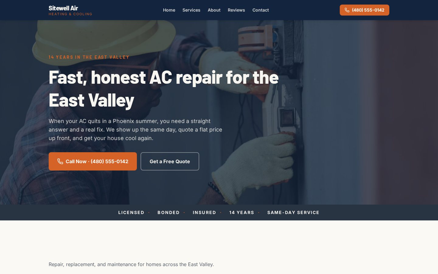 Screenshot of Sitewell Air website