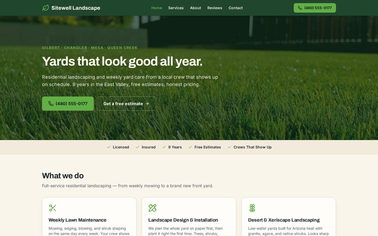 Screenshot of Sitewell Landscape website