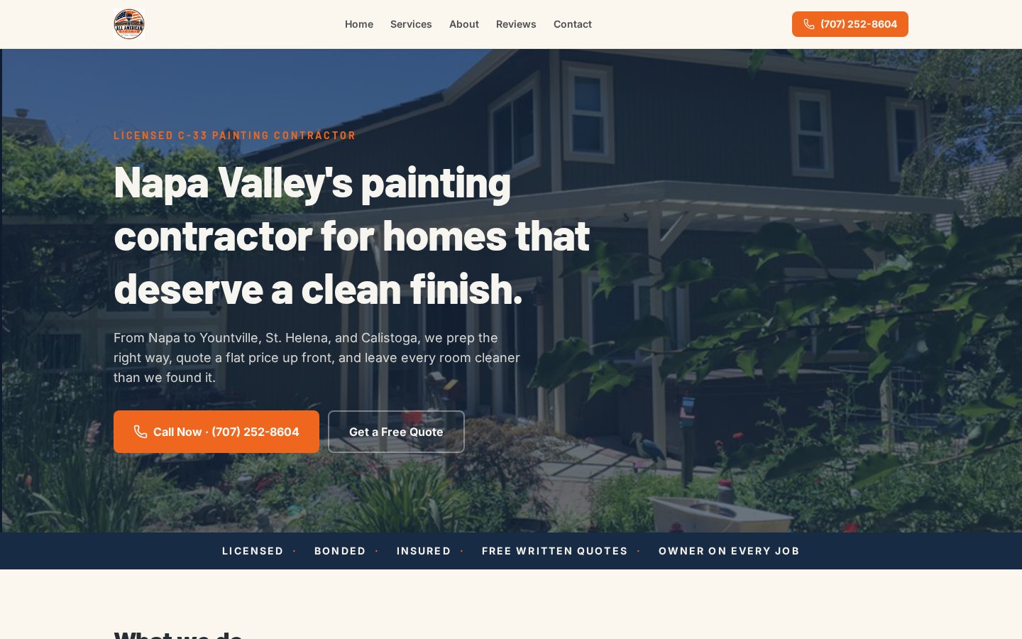 Screenshot of All American Painting Co website
